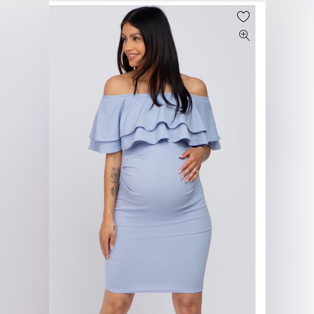 Maternity off shoulder ruffle dress